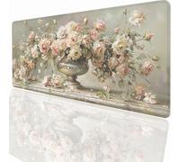 Tapis de Souris Gaming XXL Grand Mousepad 700x300x3mm, Grand Tapis de Bureau sous Main avec Base en Caoutchouc antidérapante pour PC Gamer, Améliore la précision et la Vitesse Fleurs PjY3033 W-E