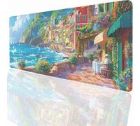 Tapis de Souris Gaming XXL Grand Mousepad 700x400x3mm, Grand Tapis de Bureau sous Main avec Base en Caoutchouc antidérapante PC Gamer Améliore la précision et la Vitesse Plage Petite Ville LMDT4318