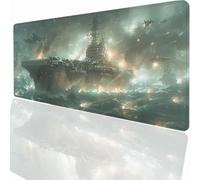 Tapis de Souris Gaming XXL Grand Mousepad 800x300x3mm, Grand Tapis de Bureau sous Main avec Base Caoutchouc antidérapante PC Gamer, Améliore la précision et la Vitesse Bateau Porte-Avions LMDT3750