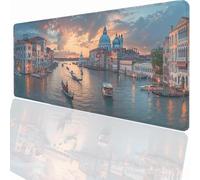 Tapis de Souris Gaming XXL Grand Mousepad 800x300x3mm, Grand Tapis de Bureau sous Main avec Base en Caoutchouc antidérapante pour PC Gamer, Améliore la précision et la Vitesse Venise Paysage LMDT6195