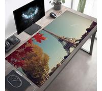 Tapis de Souris Gaming XXL Grand Mousepad 800x400x3mm Grand Tapis de Bureau sous Main avec Base en Caoutchouc antidérapante pour Gamer, Améliore la précision Paysage Tour Eiffel PjY4348 E-Q