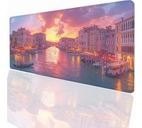 Tapis de Souris Gaming XXL Grand Mousepad 800x400x3mm, Grand Tapis de Bureau sous Main avec Base en Caoutchouc antidérapante pour PC Gamer, Améliore la précision et la Vitesse Venise Paysage LMDT13833