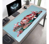 Tapis de Souris Gaming XXL Grand Mousepad 90 x 40cm Grand Tapis de Bureau sous Main avec Base en Caoutchouc antidérapante pour Gamer, Améliore la précision et la Vitesse Tortue De Mer Rose PjY9025 L-6