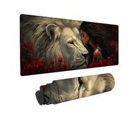 Tapis de Souris Gaming XXL Grand Mousepad 900 x 300 mm Grand Tapis de Bureau sous Main avec Base en Caoutchouc antidérapante pour Gamer, Améliore la précision et la Vitesse (Lion Femme,) o-745