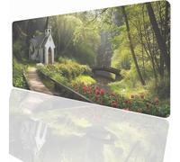 Tapis de Souris Gaming XXL Grand Mousepad 900x400x3 mm, Grand Tapis de Bureau sous Main avec Base en Caoutchouc antidérapante pour PC Gamer, Améliore la précision et la Vitesse Paysage éGlise KSWT183