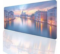 Tapis de Souris Gaming XXL Grand Mousepad 900x400x3 mm, Grand Tapis de Bureau sous Main avec Base en Caoutchouc antidérapante pour PC Gamer Améliore la précision et la Vitesse Venise Paysage LMDT12360