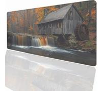 Tapis de Souris Gaming XXL Grand Mousepad 900x400x3 mm, Tapis de Bureau sous Main avec Base Caoutchouc antidérapante PC Gamer Améliore la précision et la Vitesse Paysage Maison en Rondins LMDT14824