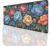 Tapis de Souris Gaming XXL Grand Mousepad 900x400x3mm, Grand Tapis de Bureau sous Main avec Base en Caoutchouc antidérapante pour PC Gamer, Améliore la précision et la Vitesse Fleurs PjY6613 3-W