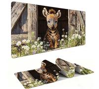 Tapis de Souris Gaming XXL Mouse Pad 500 x 250 mm, Grand Tapis Souris avec Base en Caoutchouc Antidérapante, Accessoire Bureau, pour Gamer, Personnel de Bureau (Zèbre de Ferme) a-869