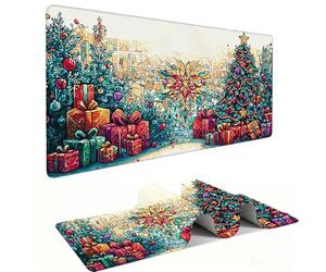 Tapis de Souris Gaming XXL Mouse Pad 500 x 250 mm, Grand Tapis Souris avec Base en Caoutchouc Antidérapante, Accessoire Bureau, pour Gamer, Personnel de Bureau (Noël) a-1028