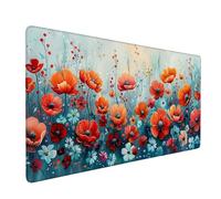 Tapis de Souris Gaming XXL Mouse Pad Gamer 700 x 400 mm, Grand Tapis de Bureau sous Main avec Base en Caoutchouc Antidérapante, Accessoire Bureau, pour Gamer, Cadeaux (Fleurs Rouges) s-534