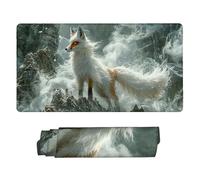 Tapis de Souris Gaming XXL Mousepad 800 x 400 mm, Grand Tapis de Bureau sous Main avec Base en Caoutchouc antidérapante pour Gamer, Ordinateur, Améliore la précision et la Vitesse (Renard Blanc) X-10