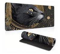 Tapis de Souris Gaming XXL Mousepad 900 x 300 x 4 mm, Grand Tapis de Bureau sous Main avec Base en Caoutchouc antidérapante, Texturée Résistant à Usure Lavable, pour Gamer/Personnel Egypte Chat 0A0-1