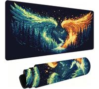 Tapis de Souris Gaming XXL Noir Tapis de Bureau Aile 600x300 mm J0-666 | Grand Mouse Pad Imperméable, Base en Caoutchouc Antidérapante, Améliore la Précision et la Vitesse, Convient pour PC, Clavier