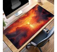 Tapis de Souris Gaming XXL Tapis Souris 100 x 50cm, Grand Gaming Mouse Pad Base en Caoutchouc Antidérapante, Accessoire Bureau, pour Gamer, Personnel de Bureau (Paysage Rouge) PjY10057 Y-A