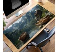 Tapis de Souris Gaming XXL Tapis Souris 1000x500x3mm, Grand Gaming Mouse Pad Base en Caoutchouc Antidérapante, Accessoire Bureau, pour Gamer, Personnel de Bureau (Paysage Vert) PjY4997 N-K