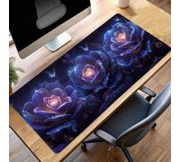 Tapis de Souris Gaming XXL Tapis Souris 1400x600x3mm, Grand Gaming Mouse Pad Base en Caoutchouc Antidérapante, Accessoire Bureau, pour Gamer, Personnel de Bureau (Fleur Noir) PjY5827 D-G