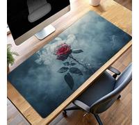 Tapis de Souris Gaming XXL Tapis Souris 700x300x3mm, Grand Gaming Mouse Pad Base en Caoutchouc Antidérapante, Accessoire Bureau, pour Gamer, Personnel de Bureau (Fleur Rouge) PjY5113 T-J