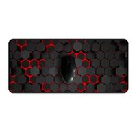 Tapis de Souris Gaming XXL Yoonqun Rouge Noir Géométrique 1200x600mm, Base Caoutchouc Antidérapante, Facile à Nettoyer, pour Souris et Clavier Gamer, Bureau
