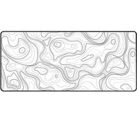 Tapis de Souris Gaming ZANHOG XXL Topographique Blanc 900x400x3mm Tapis de Bureau à Bords Cousus Base en Caoutchouc antidérapante pour Gamer PC Ordinateur Portable