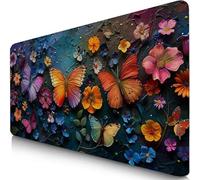 Tapis de Souris Géométrie 1000x500x3mm sous Main Bureau avec Base Anti-Dérapage Papillon Tapis de Souris Gamer Imperméable, Mouse Pad avec Coutures sur Les Bords, Accessoire Bureau pour Gamer F0-449