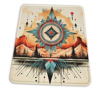 Tapis De Souris, Géométrie du Paysage Indigène du Sud-Ouest Vintage Lavable Mouse Pad Moderne Tapis De Bureau pour Pc Ordinateur Claviers 25X30cm