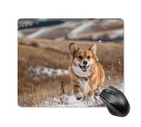 Tapis De Souris Golden Corgi Dog Walks in Snow sous-Main Glissement Facile Mouse Pad Antidérapante Mousepad pour Jeu Ordinateur Portable Travail L