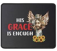 Tapis De Souris Grace is Enough Christianty Jesus Faith Religious Mouse Pad Parfait Mousepad Doux sous-Main pour Voyage Travail Claviers 25X30CM
