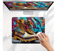 Tapis de Souris Graffiti Chaussure, Tapis de Souris 400 x 300 mm, Compact et Résistant, Bords Anti Effilochement, Base en Caoutchouc Antidérapante, Mouse Pad de Jeu, pour Bureau et Maison j0j-374