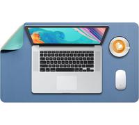Tapis De Souris Grand, Sous Main Bureau L, Mouse Pad Mat Prolongé, Tapis De Portable, Tableau D'Écriture, Buvard De Bureau, Double Face Usage En Cuir Pu Étanche, 60 X 35Cm Bleu Acier/Vert
