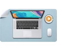 Tapis De Souris Grand, Sous Main Bureau L, Mouse Pad Mat Prolongé, Tapis De Portable, Tableau D'Écriture, Buvard De Bureau, Double Face Usage En Cuir Pu Étanche, 60 X 35Cm Bleu Clair/Argent