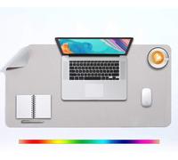 Tapis De Souris Grand, Sous Main Bureau Xl, Mouse Pad Mat Prolongé, Tapis De Portable, Tableau D'Écriture, Buvard De Bureau, Double Face Usage En Cuir Pu Étanche 80 X 40Cm(Gris Clair/Argent)