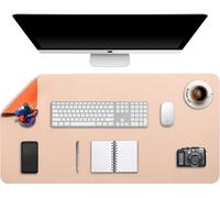 Tapis De Souris Grand, Sous Main Bureau Xl, Mouse Pad Mat Prolongé, Tapis De Portable, Tableau D'Écriture, Buvard De Bureau, Double Face Usage En Cuir Pu Étanche, 90 X 43Cm Beige/Orange