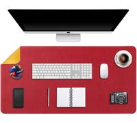 Tapis De Souris Grand, Sous Main Bureau Xxl, Mouse Pad Mat Prolongé, Tapis De Portable, Tableau D'Écriture, Buvard De Bureau, Double Face Usage En Cuir Pu Étanche 90 X 43Cm(Rouge/Jaune)