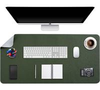 Tapis De Souris Grand, Sous Main Bureau Xxl, Mouse Pad Mat Prolongé, Tapis De Portable, Tableau D'Écriture, Buvard De Bureau, Double Face Usage En Cuir Pu Étanche 90 X 43Cm(Vert Foncé/Gris)