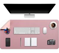 Tapis De Souris Grand, Sous Main Bureau Xxl, Mouse Pad Mat Prolongé, Tapis De Portable, Tableau D'Écriture, Buvard De Bureau, Double Face Usage En Cuir Pu Étanche, 90 X 43Cm Rose Foncé/Rose