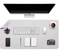 Tapis De Souris Grand, Sous Main Bureau Xxl, Mouse Pad Mat Prolongé, Tapis De Portable, Tableau D'Écriture, Buvard De Bureau, Double Face Usage En Cuir Pu Étanche 90 X 43Cm(Gris Clair/Argent)
