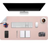 Tapis De Souris Grand, Sous Main Bureau Xxl, Mouse Pad Mat Prolongé, Tapis De Portable, Tableau D'Écriture, Buvard De Bureau, Double Face Usage En Cuir Pu Étanche 90 X 43Cm(Rose/Argent)