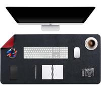 Tapis De Souris Grand, Sous Main Bureau Xxl, Mouse Pad Mat Prolongé, Tapis De Portable, Tableau D'Écriture, Buvard De Bureau, Double Face Usage En Cuir Pu Étanche 90 X 43Cm(Noir/Rouge)