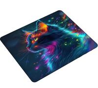 Tapis de Souris Gris Chat, Tapis de Souris Gaming avec Bords Cousus, Base en Caoutchouc Antidérapante, Mousepad pour Ordinateur Portable, Bureau et Maison, Mousepad Imperméable 260x210x3mm S0-432