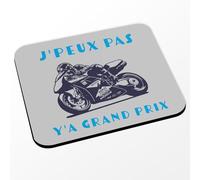 Tapis de Souris Gris - J'Peux Pas Y'a Grand Prix Moto Course Mécanique GP - (Dimensions 24 x 20 cm)
