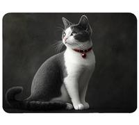 Tapis de Souris Gris Tapis de Souris Gaming 220x180x3mm, Mouse Pad Jeux e-Sport, Glisse Fluide Contrôle Stable Silencieux Base en Caoutchouc Antidérapant pour Bureau PC Laptop Amusant (Chat), Model75