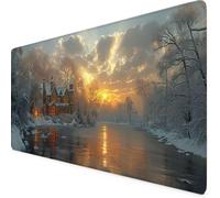 Tapis de Souris Gris Tapis de Souris XXL Hiver Mouse Pad Gaming Haute Précision et Vitesse avec Bords Cousus et Base en Caoutchouc Antidérapante, pour PC, Bureau, Études, Gaming 900 x 400mm b688u