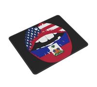 Tapis De Souris Haiti Haitian American Flag Lips Mouse Pad Résistant Aux Eclaboussures Accessoires De Jeu Antidérapante sous-Main pour Ordinateur Portable Ordinateur Bureau S