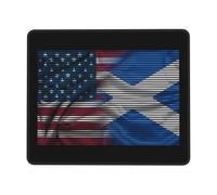 Tapis De Souris Half American Flag and Scotland Flag Mouse Pad Parfait sous-Main Anti-Dérapant Tapis De Bureau pour Travail Claviers Voyage 25X30CM