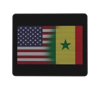 Tapis De Souris Half American Flag and Senegal Flag Tapis De Bureau Anti-Dérapant sous-Main Comfortable Mouse Pad pour Voyage Claviers Table 25X30CM