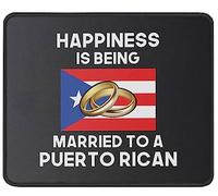 Tapis De Souris Happiness is Being Married to Puerto Rican Funny Mouse Pad Parfait sous-Main Doux Tapis De Bureau pour Voyage Table Claviers 25X30CM