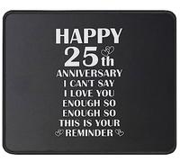 Tapis De Souris Happy 25Th Anniversary Happy Wedding Anniversary Mouse Pad Parfait sous-Main Doux Mousepad pour Table Claviers Voyage 25X30CM