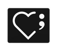 Tapis De Souris Heart Semicolon Suicide Prevention Awareness Mousepad Parfait sous-Main Doux Tapis De Bureau pour Table Voyage Travail 25X30CM