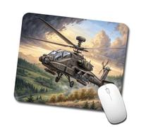 Tapis De Souris, Hélicoptère D'Attaque De L'Armée Américaine Ah-64 Apache en Vol Doux Mouse Pad Bords Cousus Tapis De Bureau pour Joueurs Bureau Claviers 25X30cm